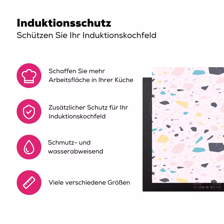 Terrazzo - Patroon - Zacht - Snoep Inductie beschermer vinyl 3mm klein 276 -zzzzzzz-lf-ups