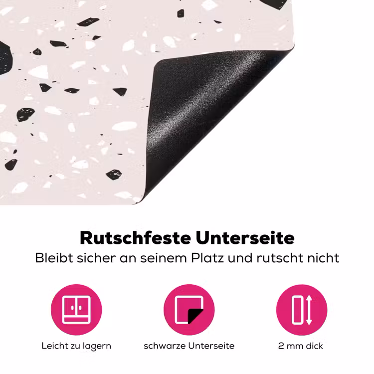 Terrazzo -  Patroon - Zacht - Zwart - Wit Inductie beschermer vinyl 3mm klein 276 -zzzzzzz-lf-onderkant