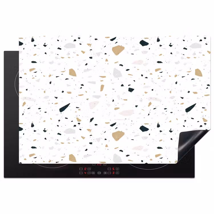Terrazzo - Patroon - Wit - Neutraal Inductie beschermer vinyl 3mm klein 276 -3d