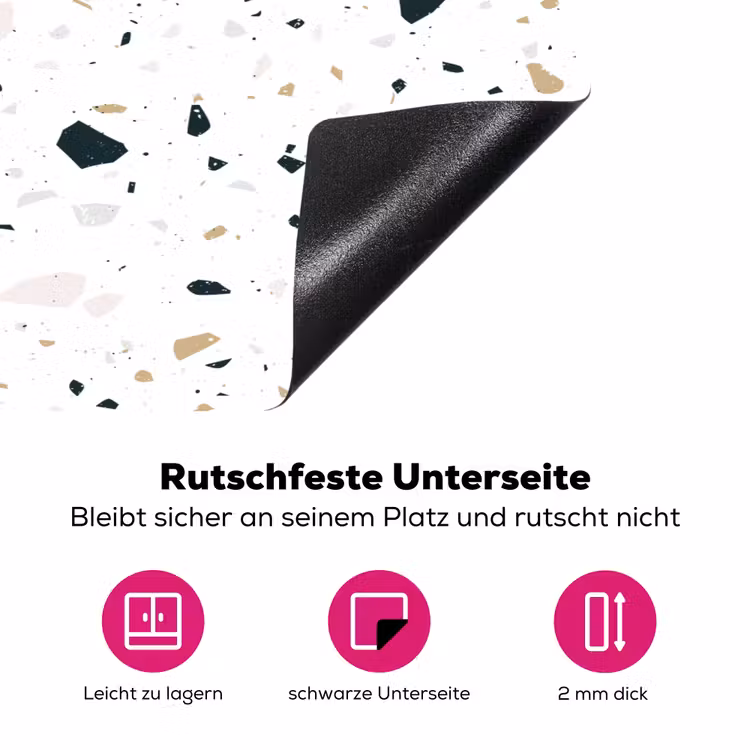 Terrazzo - Patroon - Wit - Neutraal Inductie beschermer vinyl 3mm klein 276 -zzzzzzz-lf-onderkant