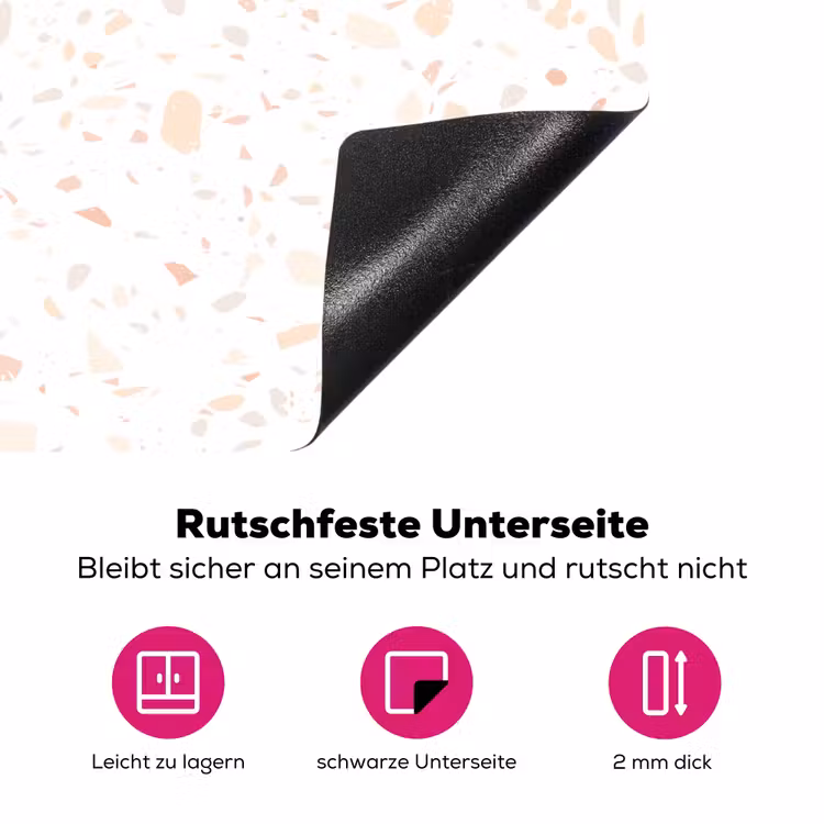 Terrazzo - Patroon - Wit - Perzik Inductie beschermer vinyl 3mm klein 276 -zzzzzzz-lf-onderkant