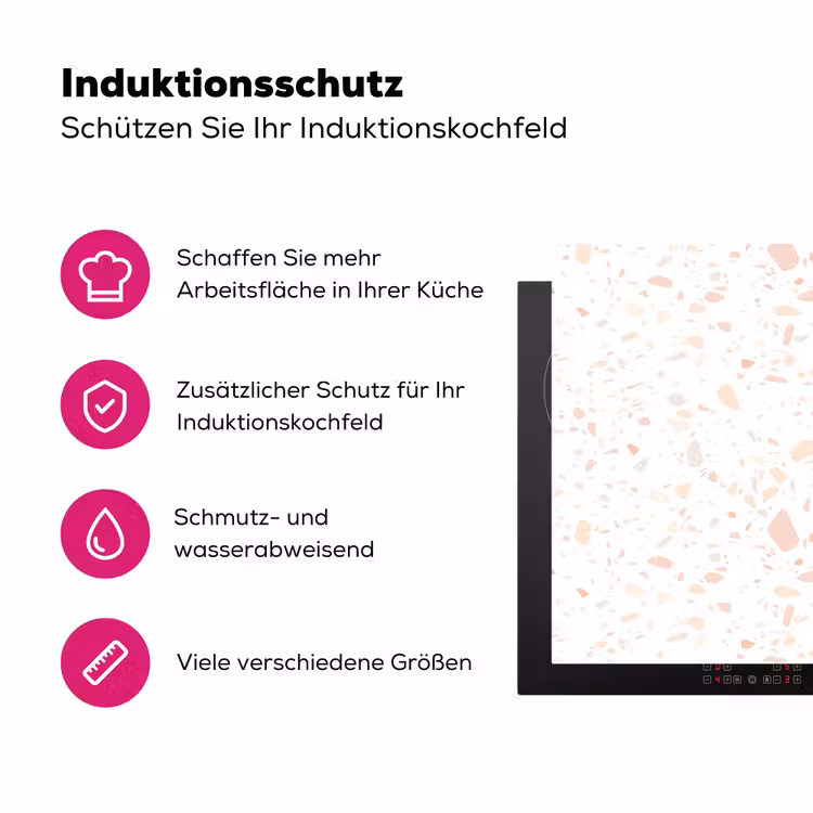 Terrazzo - Patroon - Wit - Perzik Inductie beschermer vinyl 3mm klein 276 -zzzzzzz-lf-ups