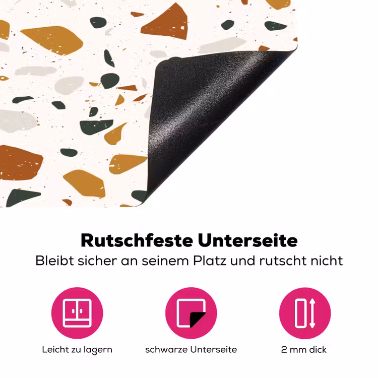 Terrazzo - Patroon - Wit - Terra Inductie beschermer vinyl 3mm klein 276 -zzzzzzz-lf-onderkant