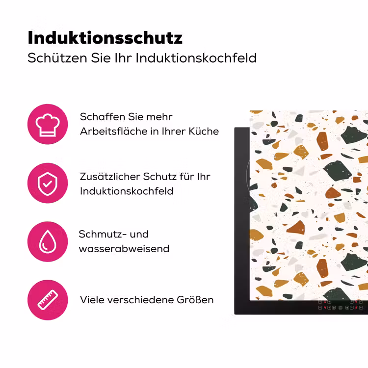 Terrazzo - Patroon - Wit - Terra Inductie beschermer vinyl 3mm klein 276 -zzzzzzz-lf-ups