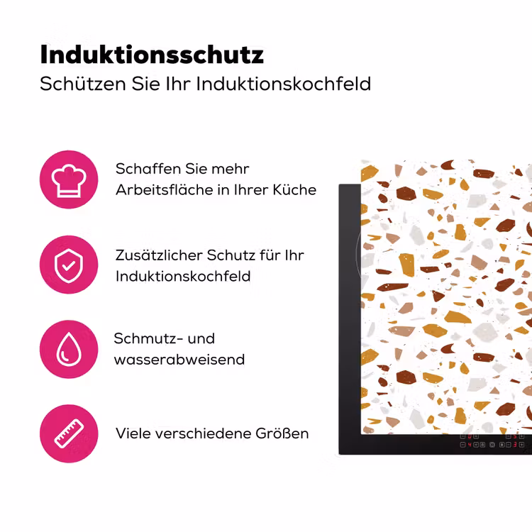 Terrazzo - Patroon - Wit - Urban Inductie beschermer vinyl 3mm klein 276 -zzzzzzz-lf-ups