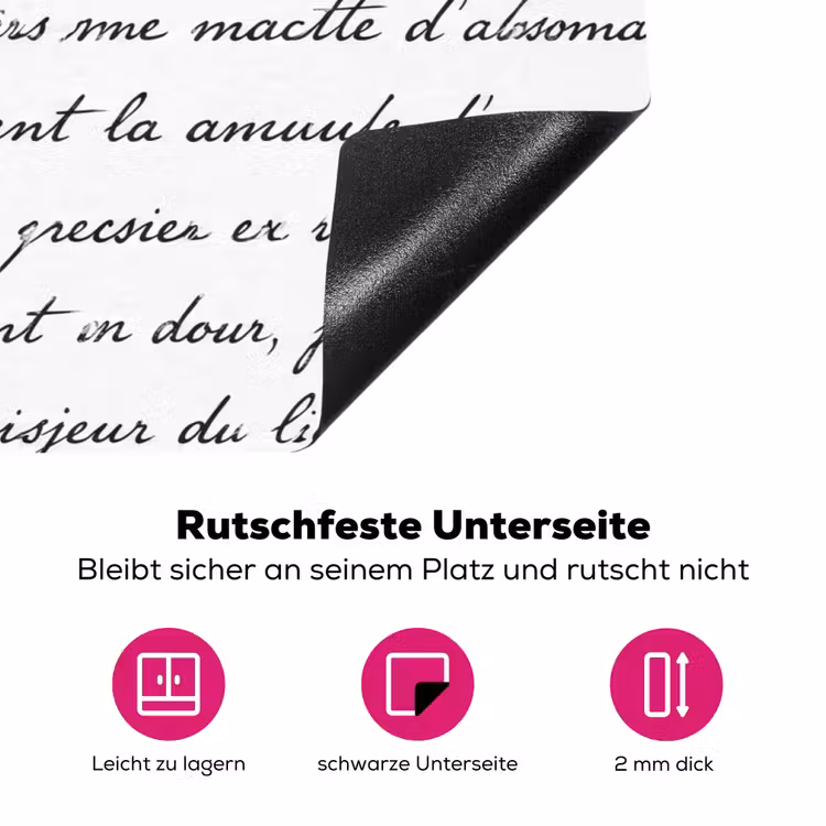 Tekst - Handschrift - Klassiek - ZwartWit Inductie beschermer vinyl 3mm klein -zzzzzzz-lf-onderkant