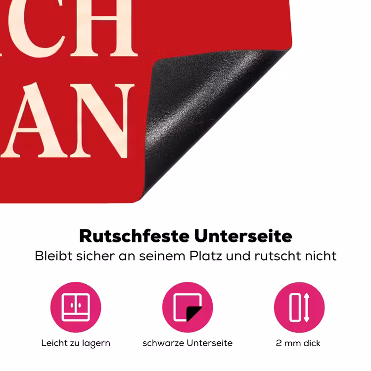 Tekst - Rijkdom - Motivatie - Rood - Modern Inductie beschermer vinyl 3mm middel -zzzzzzz-lf-onderkant