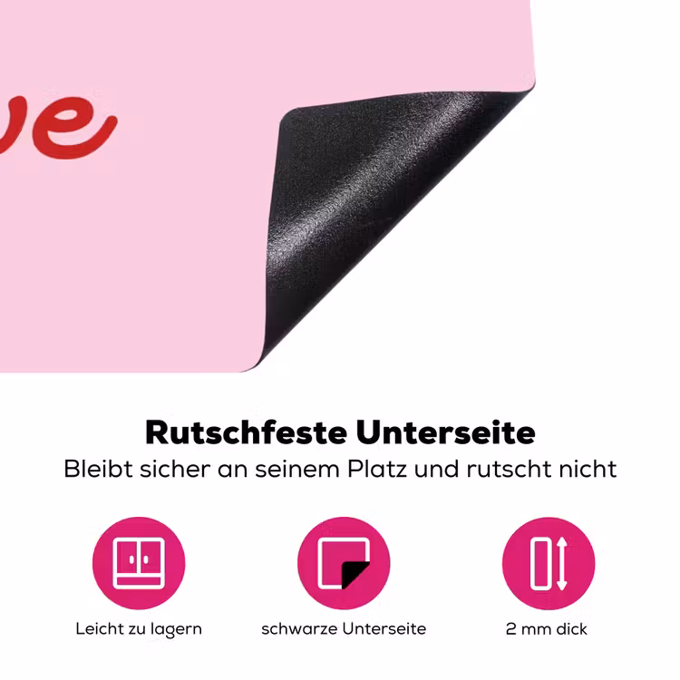 Tekst - Roze - Love - Hart Inductie beschermer vinyl 3mm klein -zzzzzzz-lf-onderkant