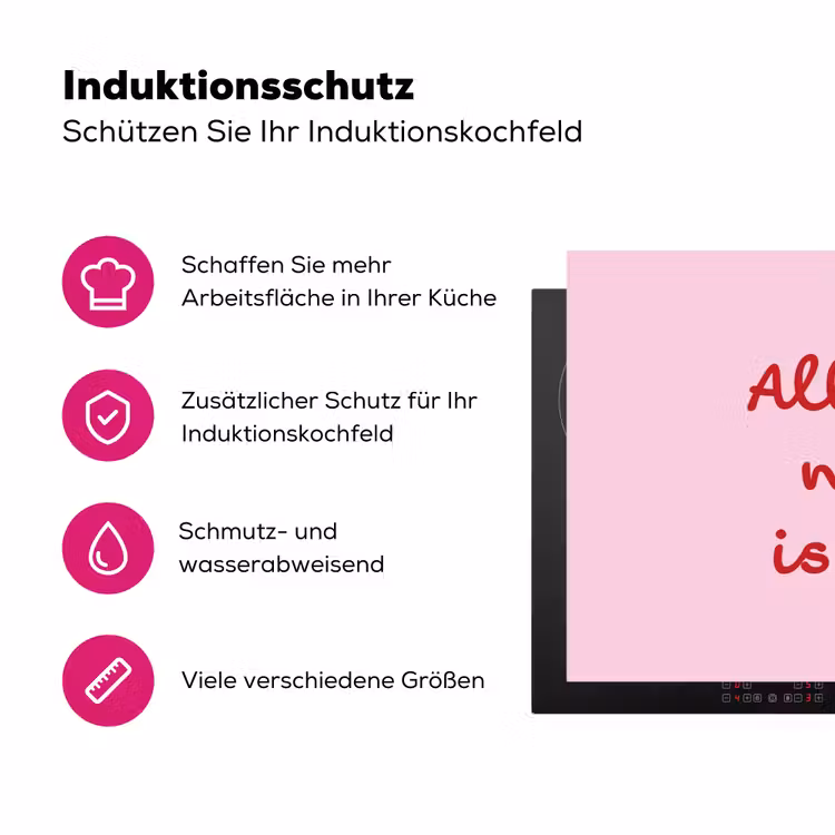 Tekst - Roze - Love - Hart Inductie beschermer vinyl 3mm klein -zzzzzzz-lf-ups