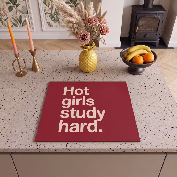 Tekst - Studie - Motivatie - Modern - Rood Inductie beschermer vinyl 3mm middel -sfeer3