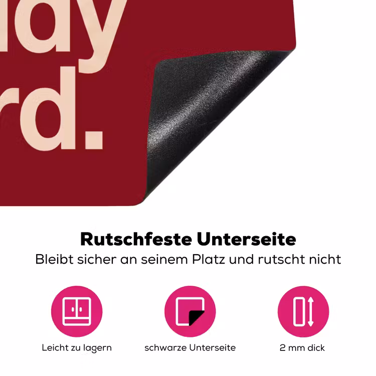 Tekst - Studie - Motivatie - Modern - Rood Inductie beschermer vinyl 3mm middel -zzzzzzz-lf-onderkant