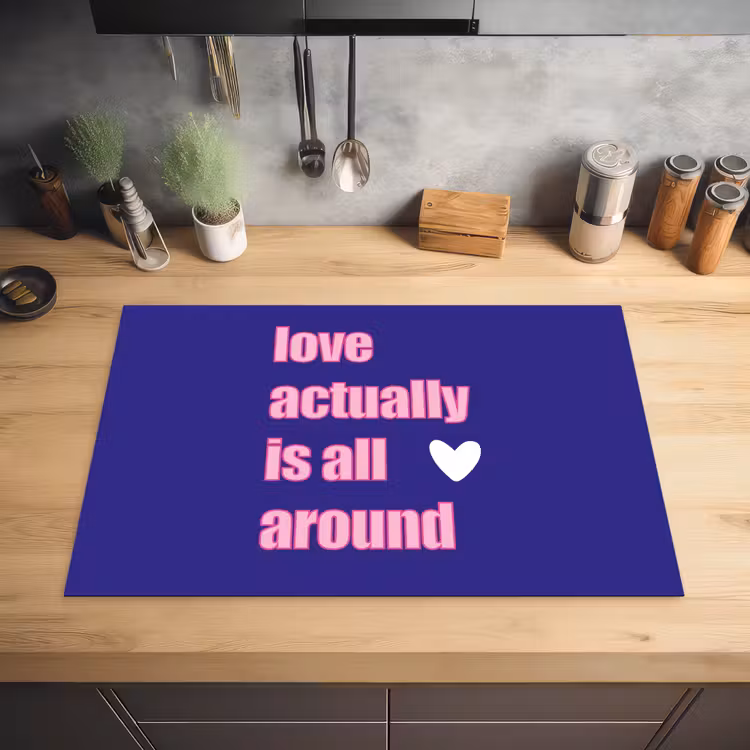 Tekst - Valentijn - Love - Blauw Inductie beschermer vinyl 3mm klein -sfeer5