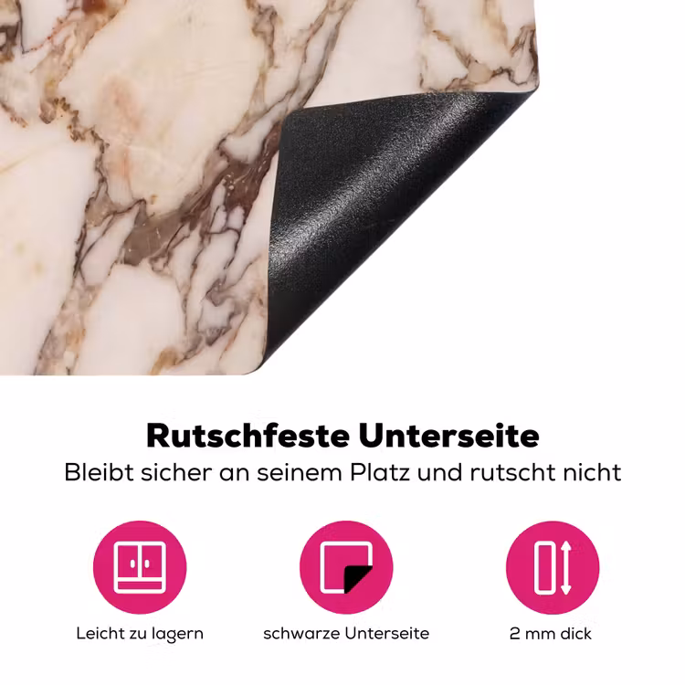 Textuur - Gesteente - Aderen - Abstract - Wit Inductie beschermer vinyl 3mm middel -zzzzzzz-lf-onderkant