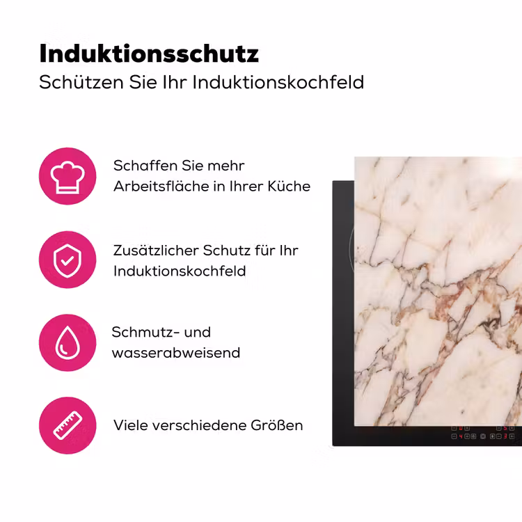 Textuur - Gesteente - Aderen - Abstract - Wit Inductie beschermer vinyl 3mm middel -zzzzzzz-lf-ups