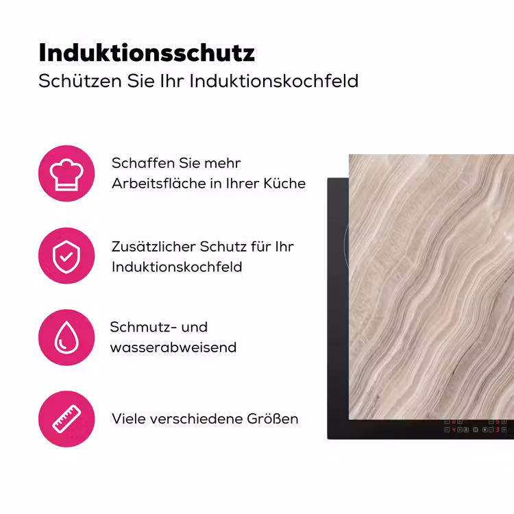 Textuur - Golvend - Abstract - Modern - Beige Inductie beschermer vinyl 3mm middel -zzzzzzz-lf-ups