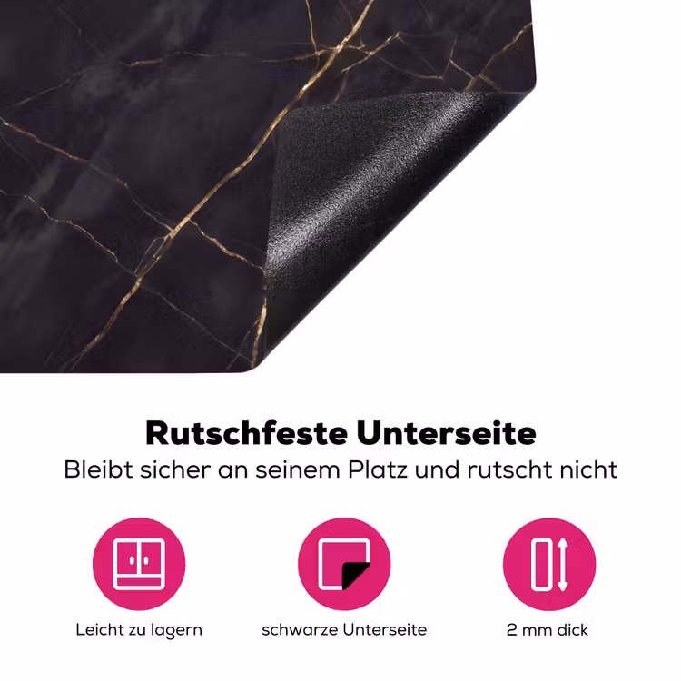 Textuur - Gouden lijnen - Abstract - Modern - Zwart Inductie beschermer vinyl 3mm middel -zzzzzzz-lf-onderkant