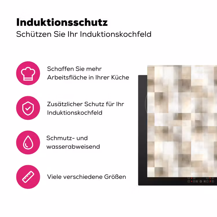 Textuur - Linnen - Beige Inductie beschermer vinyl 3mm klein 276 -zzzzzzz-lf-ups