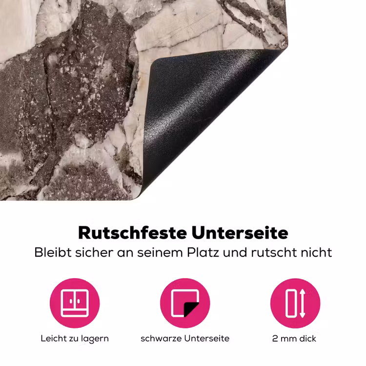 Textuur - Marmer - Abstract - Beige - Bruin Inductie beschermer vinyl 3mm middel -zzzzzzz-lf-onderkant