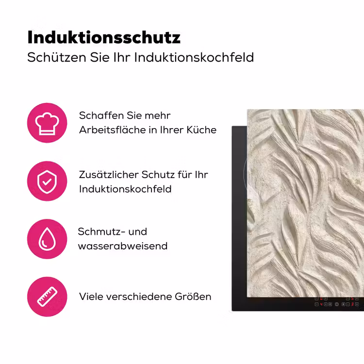 Textuur - Reliëf - Beige Inductie beschermer vinyl 3mm klein 276 -zzzzzzz-lf-ups