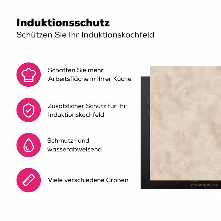Structuur - Spikkels - Beige Inductie beschermer vinyl 3mm klein 276 -zzzzzzz-lf-ups