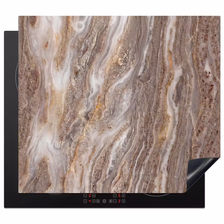 Textuur - Steen - Abstract - Beige Inductie beschermer vinyl 3mm middel -3d