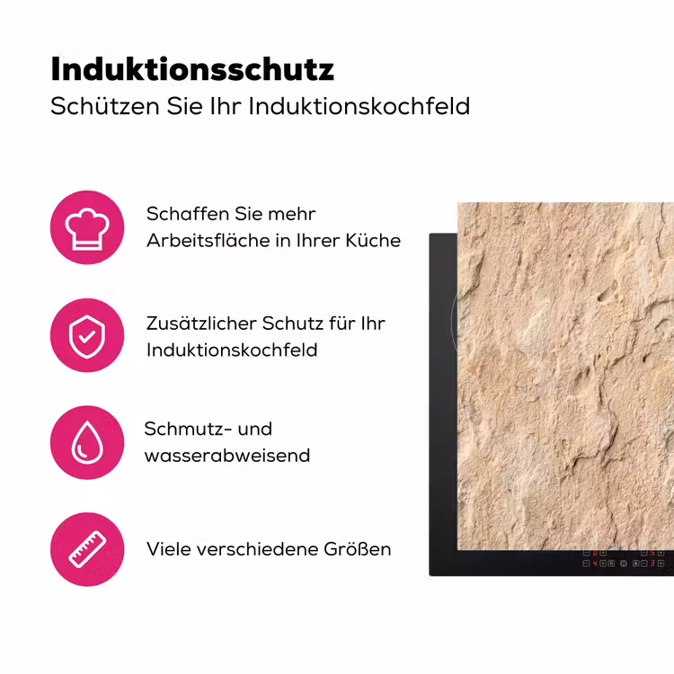 Textuur - Steen - Natuur - Beige Inductie beschermer vinyl 3mm middel -zzzzzzz-lf-ups