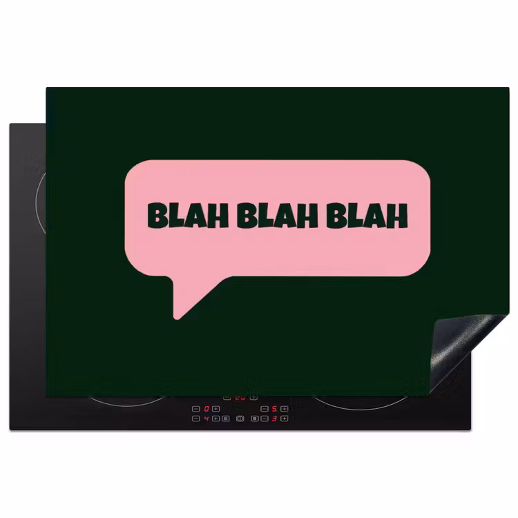 Tekstwolk - BLAH BLAH BLAH - Roze Inductie beschermer vinyl 3mm klein -3d