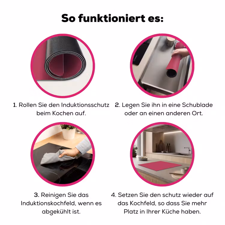 Deep - Berry - Rood Inductie beschermer vinyl 3mm middel 274 -zzzzzzz-lf-werking