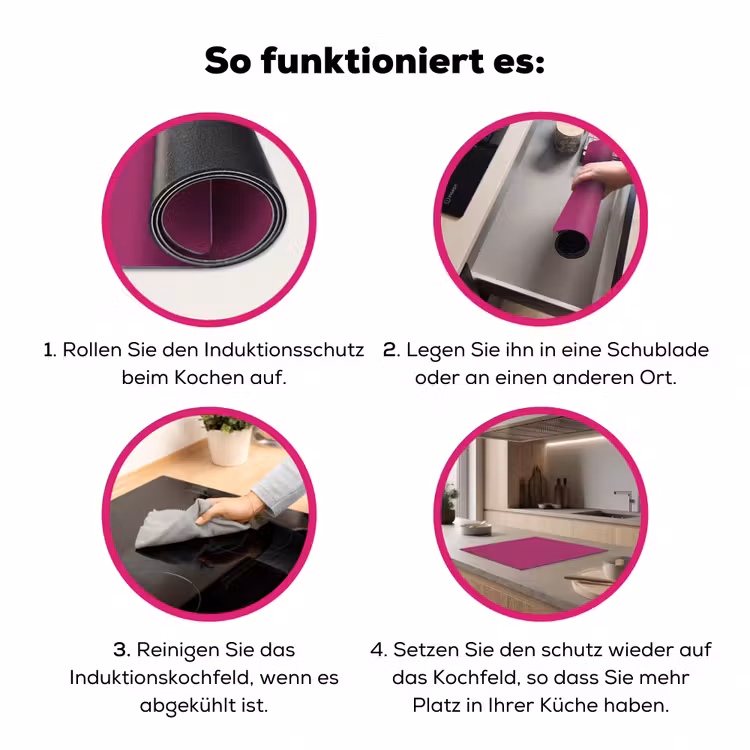 Deep - Magenta - Paars Inductie beschermer vinyl 3mm middel 274 -zzzzzzz-lf-werking