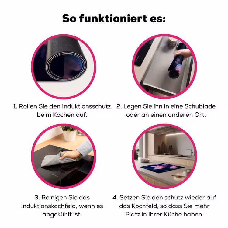 Dier - Onderwater - Natuur - Roze - Mysterieus Inductie beschermer vinyl 3mm middel -zzzzzzz-lf-werking