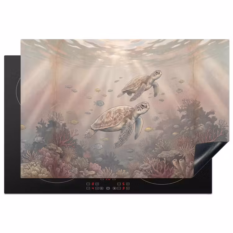 Dier - Onderwater - Oceaan - Illustratie - Zeeleven Inductie beschermer vinyl 3mm klein -3d
