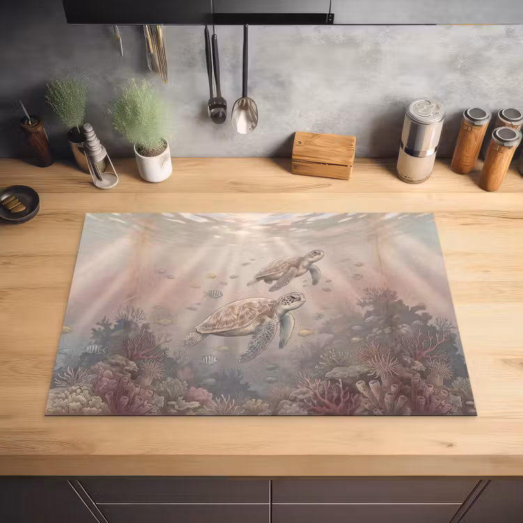 Dier - Onderwater - Oceaan - Illustratie - Zeeleven Inductie beschermer vinyl 3mm klein -sfeer5
