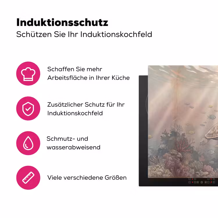 Dier - Onderwater - Oceaan - Illustratie - Zeeleven Inductie beschermer vinyl 3mm klein -zzzzzzz-lf-ups