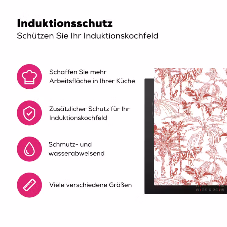 Dieren - Abstract - Rood Inductie beschermer vinyl 3mm klein 276 -zzzzzzz-lf-ups
