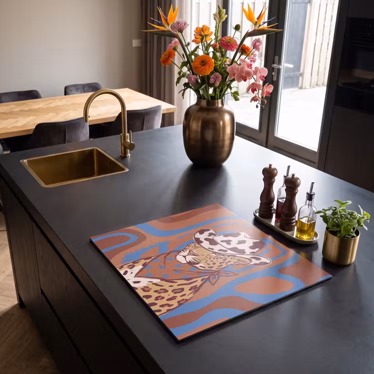 Dieren - Cowboyhoed - Modern - Illustratie - Bruin Inductie beschermer vinyl 3mm middel -sfeer5
