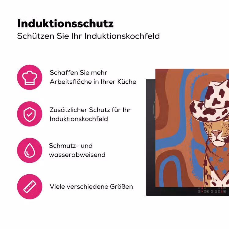 Dieren - Cowboyhoed - Modern - Illustratie - Bruin Inductie beschermer vinyl 3mm middel -zzzzzzz-lf-ups