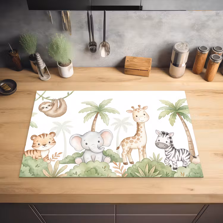 Dieren - Jungle - Pastel Inductie beschermer vinyl 3mm klein -sfeer5
