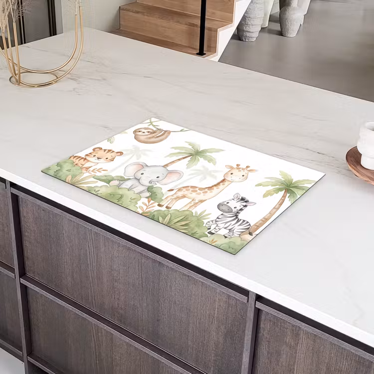 Dieren - Jungle - Pastel Inductie beschermer vinyl 3mm klein -sfeer8