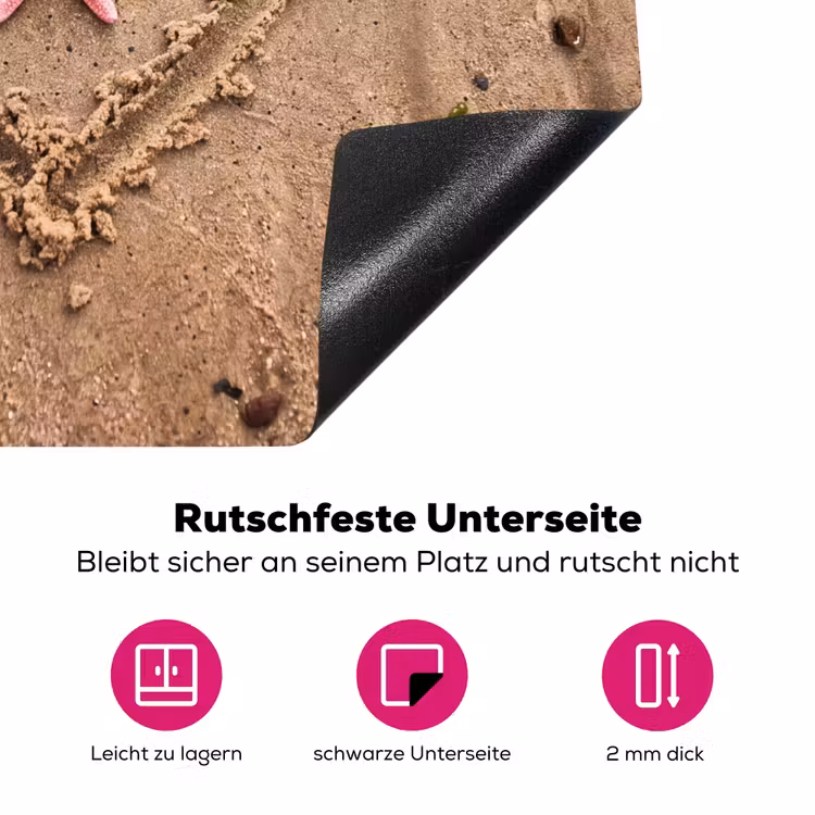 Dieren - Hart - Strand - Zand - Roze Inductie beschermer vinyl 3mm middel -zzzzzzz-lf-onderkant