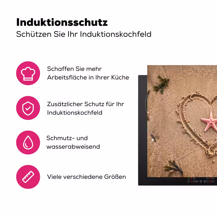 Dieren - Hart - Strand - Zand - Roze Inductie beschermer vinyl 3mm middel -zzzzzzz-lf-ups