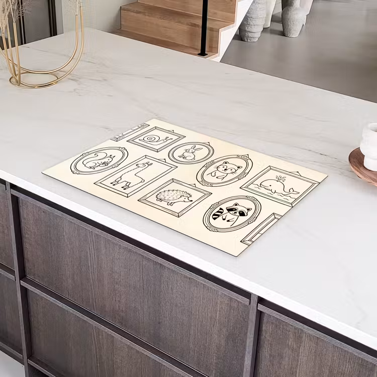 Dieren - Illustratie - Lijsten - Galerij - Speels Inductie beschermer vinyl 3mm klein -sfeer8