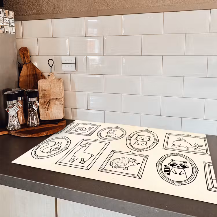 Dieren - Illustratie - Lijsten - Galerij - Speels Inductie beschermer vinyl 3mm klein -sfeer3