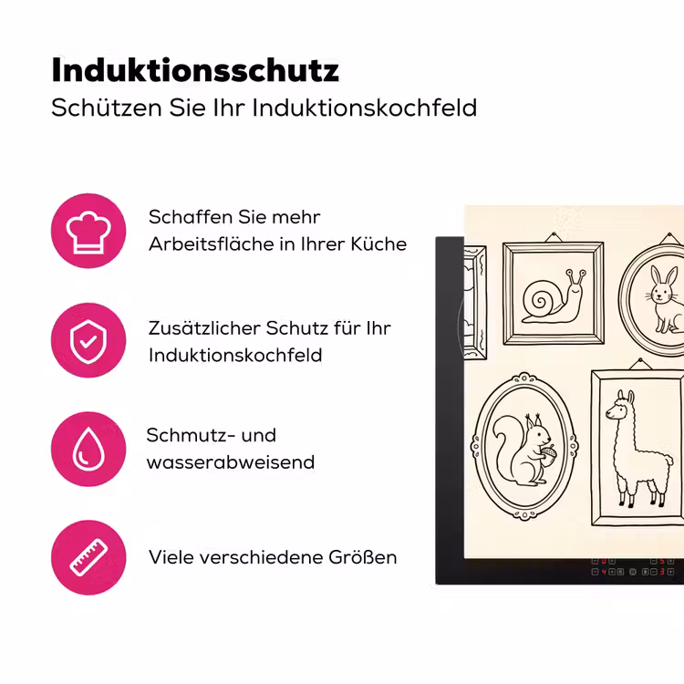 Dieren - Illustratie - Lijsten - Galerij - Speels Inductie beschermer vinyl 3mm klein -zzzzzzz-lf-ups