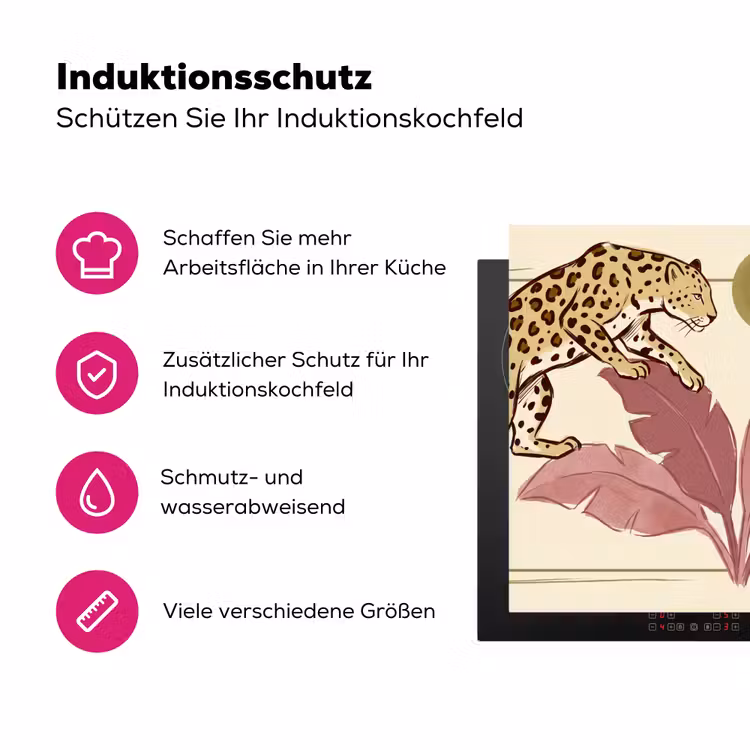 Dieren - Kat - Jungle - Illustratie - Beige Inductie beschermer vinyl 3mm middel -zzzzzzz-lf-ups