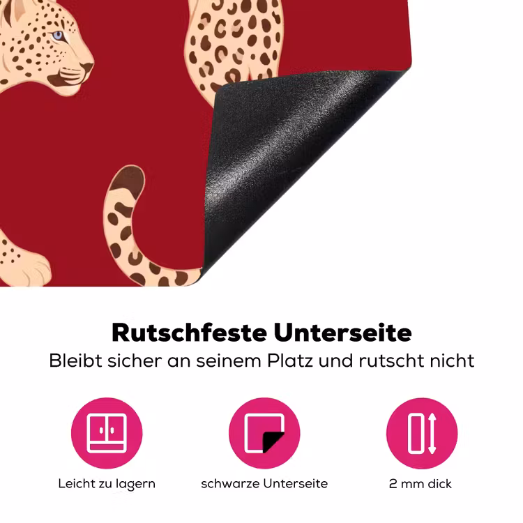Dieren - Luipaard - Abstract - Rood - Modern Inductie beschermer vinyl 3mm middel -zzzzzzz-lf-onderkant