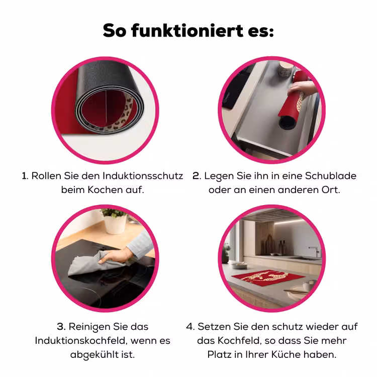 Dieren - Luipaard - Abstract - Rood - Modern Inductie beschermer vinyl 3mm middel -zzzzzzz-lf-werking