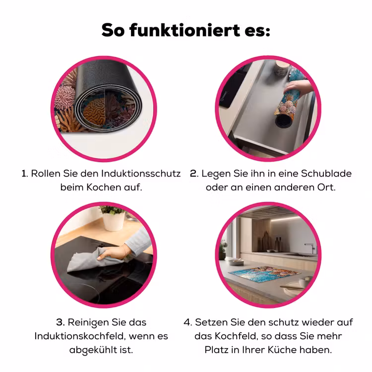 Dieren - Mozaïek - Oceaan - Koraal - Blauw Inductie beschermer vinyl 3mm middel -zzzzzzz-lf-werking