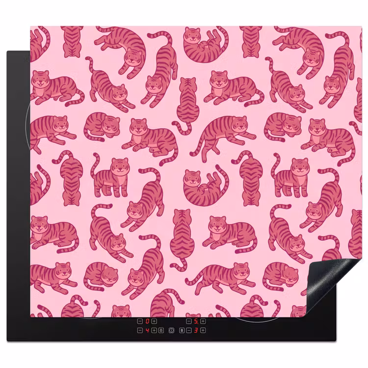 Dieren - Patroon - Roze - Speels - Cartoon Inductie beschermer vinyl 3mm middel -3d