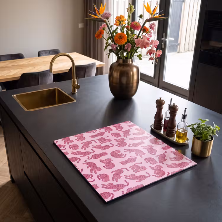 Dieren - Patroon - Roze - Speels - Cartoon Inductie beschermer vinyl 3mm middel -sfeer5