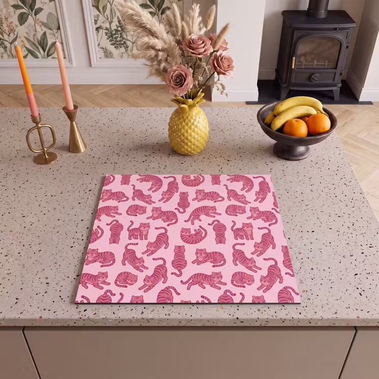 Dieren - Patroon - Roze - Speels - Cartoon Inductie beschermer vinyl 3mm middel -sfeer3